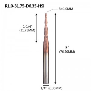 Fresa a sfera conica conica da 1/4 \