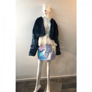 CAPPOTTO PELLICCIA BLU MARINO DONNA RLWF0005