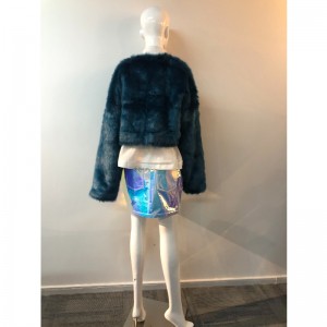 CAPPOTTO PELLICCIA BLU MARINO DONNA RLWF0005