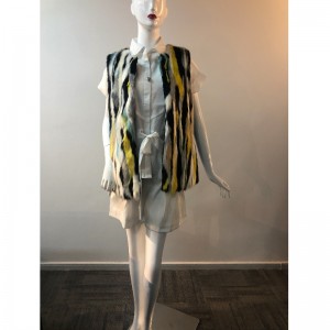 GILET IN PELLICCIA VERTICALE COLORATA DA DONNA RLWF0011