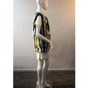 GILET IN PELLICCIA VERTICALE COLORATA DA DONNA RLWF0011