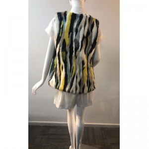 GILET IN PELLICCIA VERTICALE COLORATA DA DONNA RLWF0011