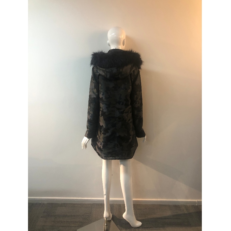 CAPPOTTO CON CAPPUCCIO CAMO DONNA RLWPC0040