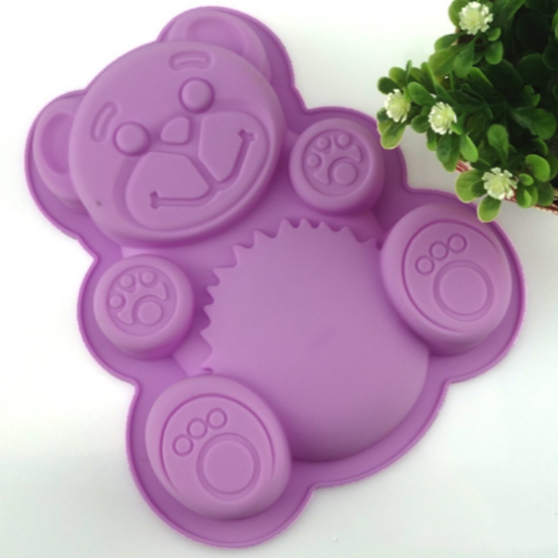 Stampo per torte in silicone a forma di orsetto singolo stampo per torte rosa di grandi dimensioni singolo foro grande fiore piastra di cottura strumento di cottura fai da te