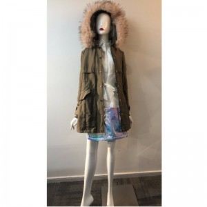 CAPPOTTO CON CAPPUCCIO KHAKI DA DONNA RLWPC0074