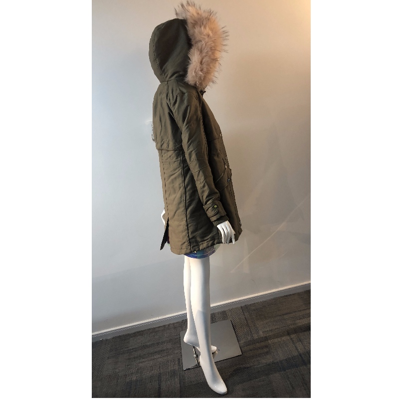 CAPPOTTO CON CAPPUCCIO KHAKI DA DONNA RLWPC0074