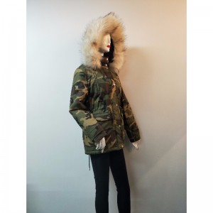 CAPPOTTO CON CAPPUCCIO CAMO DONNA RLWPC0090