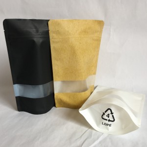 Busta riciclabile con cerniera alta in PET / PE per confezione di alimenti con finestra