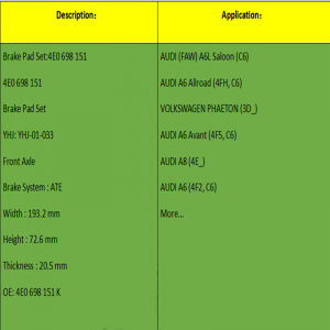 Pastiglie freno (OE: 4E0698151K)