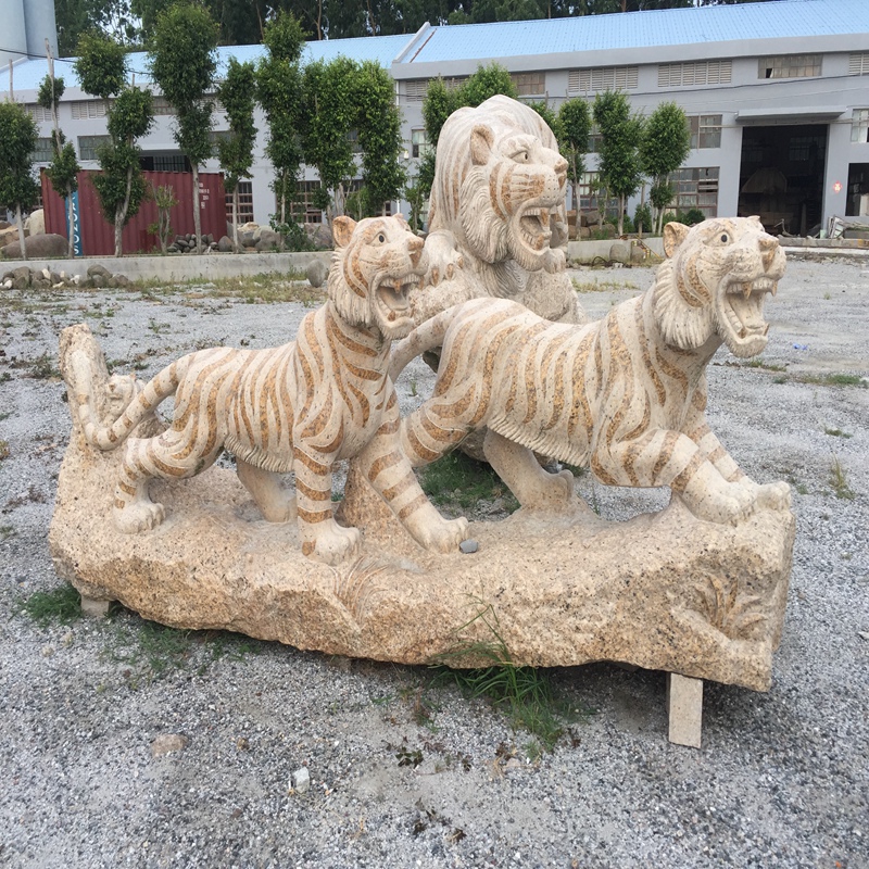 Tigre di pietra su larga scala Sculture in pietra e sculture Opera d'arte pura naturale naturale