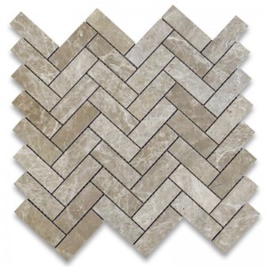 Emperador Light 1x1 Square Mosaic Tile Lucido