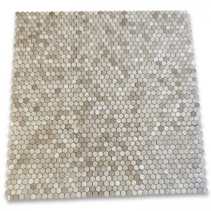 Emperador Light 1x2 Basketweave Mosaic Tile w Emperador Dark Dots Lucidato
