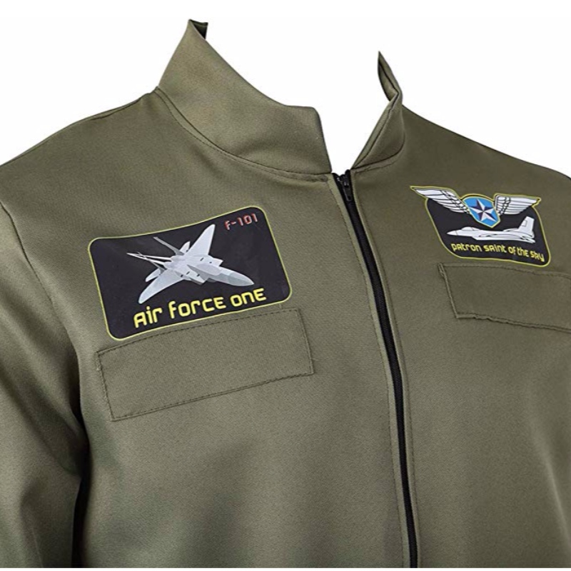 Costumi per tuta da volo per tuta da pilota da uomo Air Force Fighter per adulti con toppe e tasche ricamate