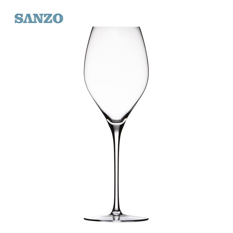 SANZO Set di bicchieri da vino di colore nero Set di bicchieri a bocca inclinata in cristallo senza piombo fatti a mano