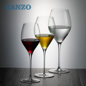 SANZO Set di bicchieri da vino di colore nero Set di bicchieri a bocca inclinata in cristallo senza piombo fatti a mano
