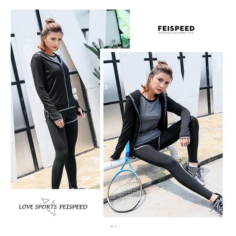 FDMF005- Tute sportive da donna 5 pezzi Fitness Yoga da corsa Tute sportive
