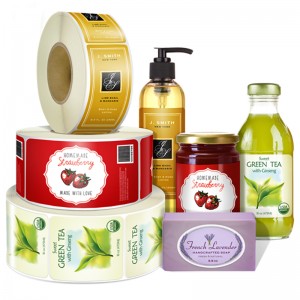 Etichetta adesiva per prodotto di stampa autoadesiva personalizzata, adesivo per etichette in carta per stampante con stampa adesiva