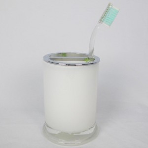 Set accessori bagno in vetro bianco