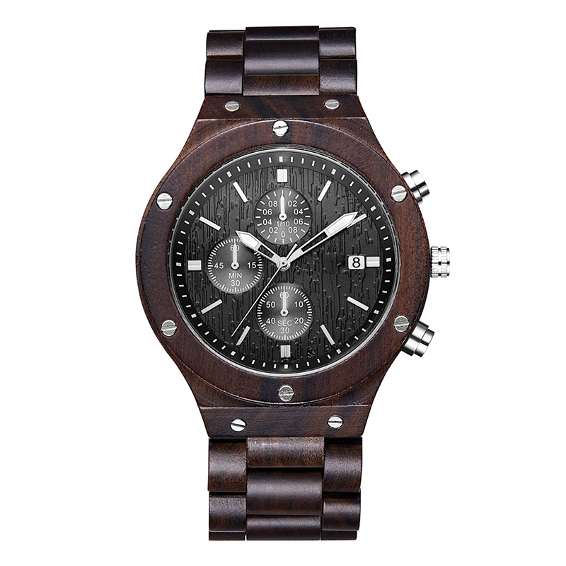 Hight-end Boutique Leisure Unisex Fai da te naturale Uomo Donna Orologio in legno di sandalo nero