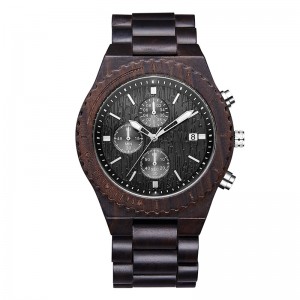 Orologio in legno cronografo da uomo nero multifunzione in legno naturale ecologico