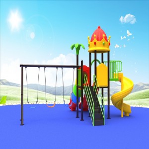 attrezzature per parchi giochi all'aperto con tetto a corona per bambini con gioco di scivoli per bambini