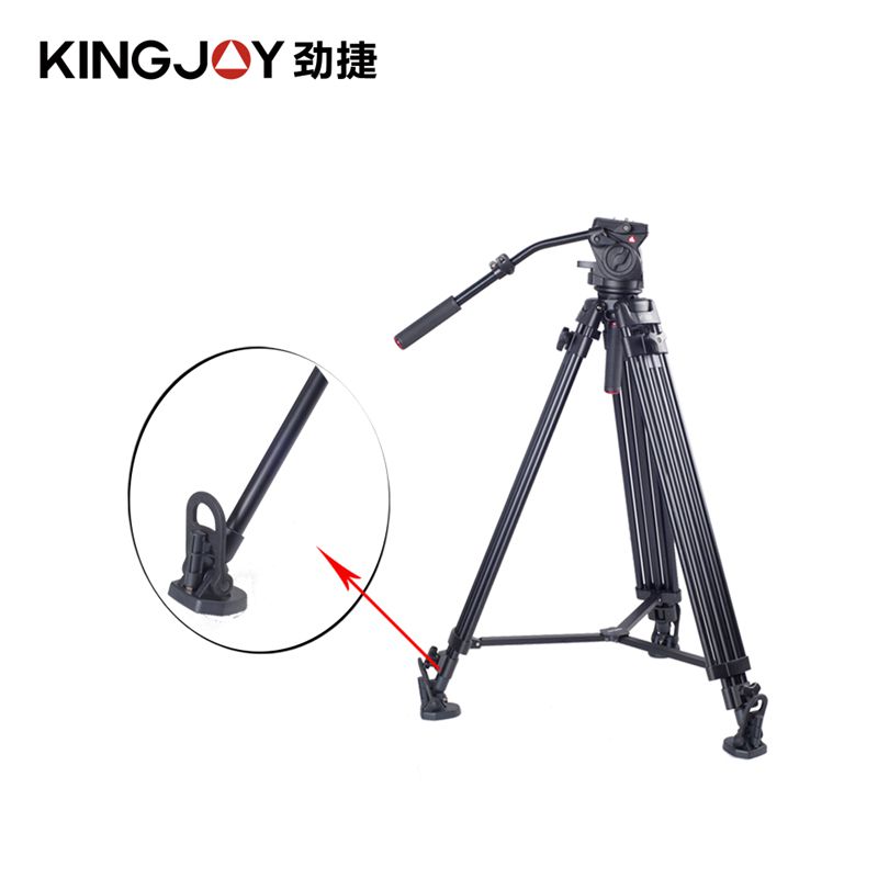 Treppiede video professionale Kingjoy, sistema di treppiede per servizio pesante VT-3500 con testa fluida panoramica a 360 gradi VT-3530