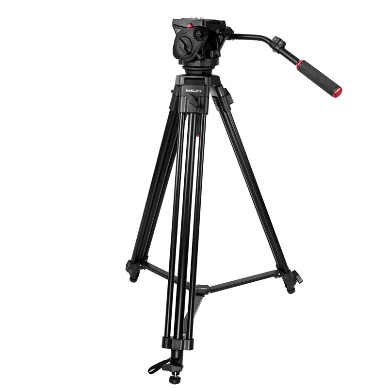 Tripode video professionale KINGJOY a 3 sezioni VT-2100L con testa di smorzamento del fluido VT-3530 per videocamera