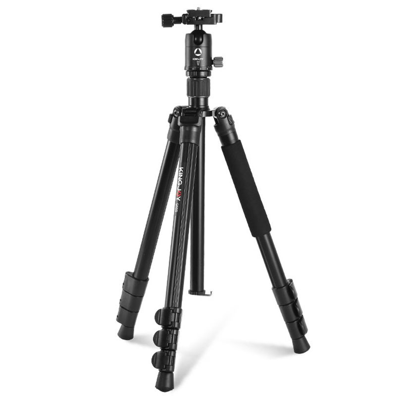 KINGJOY G555 Kit monopiede per treppiede con fotocamera Flip Lock da 61,5 pollici / 156 cm, treppiede portatile leggero con testa a sfera panoramica a 360 ° + 1/4 