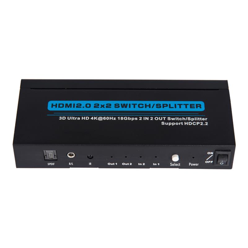 Supporto interruttore / splitter HDMI 2x2 V2.0 3D Ultra HD 4Kx2K @ 60Hz HDCP2.2