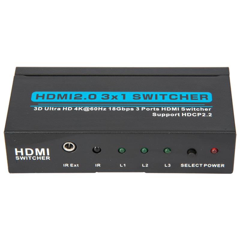 Supporto per switcher HDMI 3x1 V2.0 3D Ultra HD 4Kx2K @ 60Hz HDCP2.2