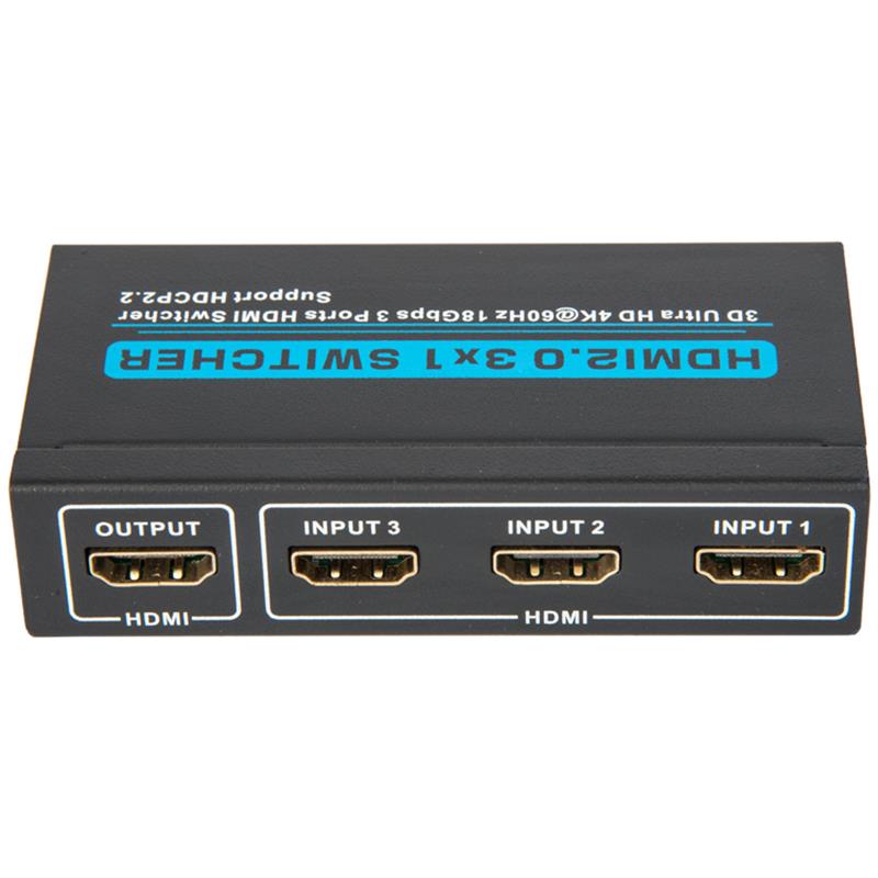 Supporto per switcher HDMI 3x1 V2.0 3D Ultra HD 4Kx2K @ 60Hz HDCP2.2