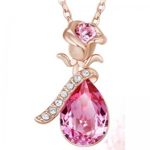 COLLANA DONNA CIONDOLO IN ZIRCONI CUBICI IN ORO ROSA COLLANA DONNA 925 STERLING ARGENTO 2020