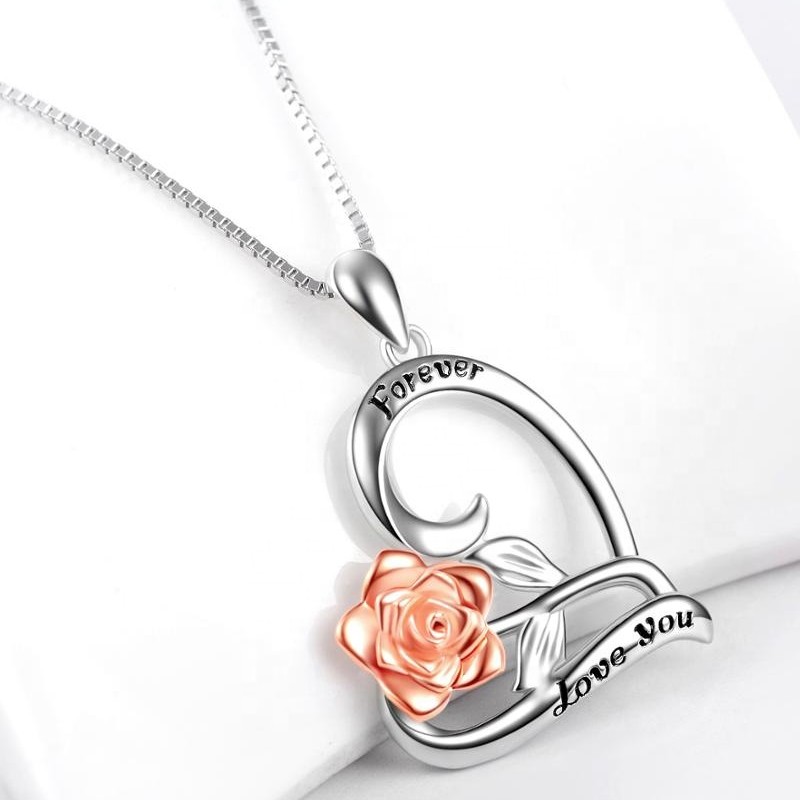 Collana con ciondolo a cuore rosa in argento sterling 925 collana personalizzata incisa design 2020