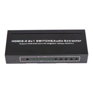 Supporto per switcher e estrattore audio V2.0 HDMI 2x1 ARC Ultra HD 4Kx2K @ 60Hz HDCP2.2 18Gbps