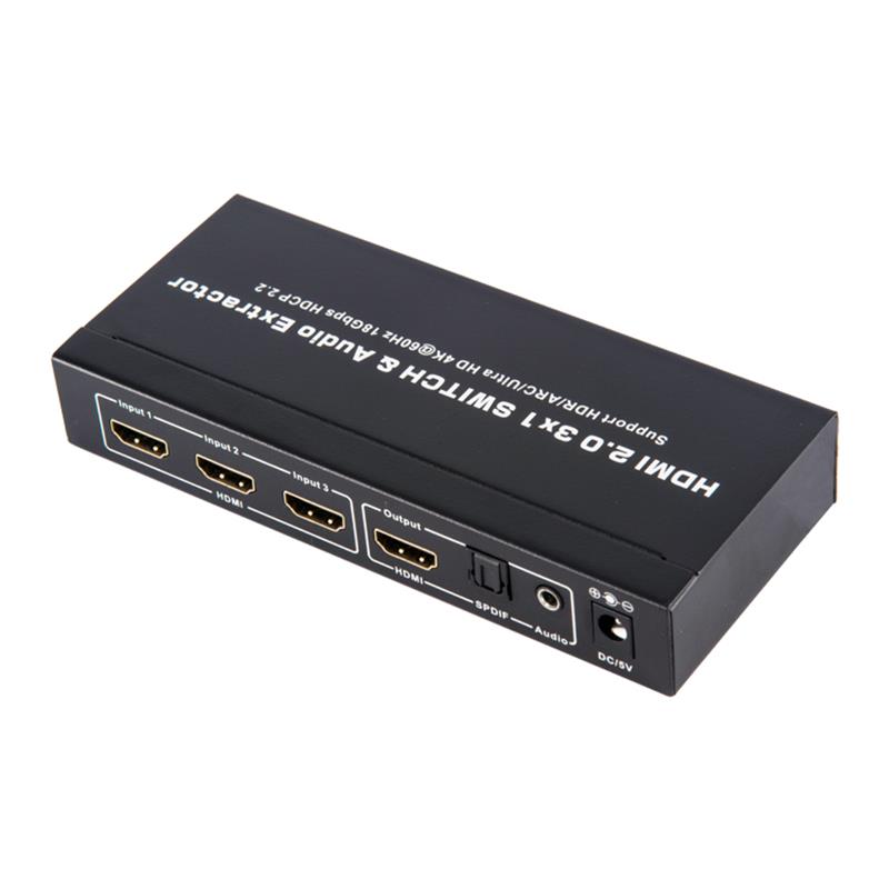 Supporto per switcher e estrattore audio V2.0 HDMI 3x1 ARC Ultra HD 4Kx2K @ 60Hz HDCP2.2 18Gbps