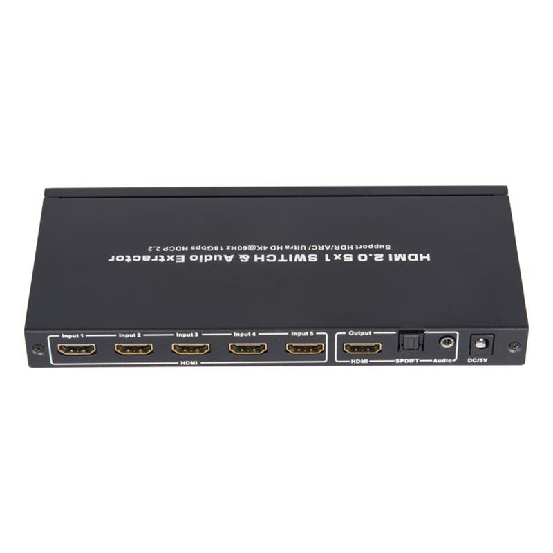 Supporto per switcher e estrattore audio V2.0 HDMI 5x1 ARC Ultra HD 4Kx2K @ 60Hz HDCP2.2 18Gbps