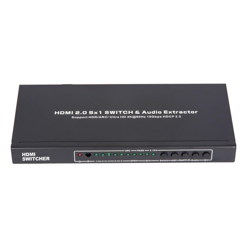 Supporto per switcher e estrattore audio V2.0 HDMI 5x1 ARC Ultra HD 4Kx2K @ 60Hz HDCP2.2 18Gbps
