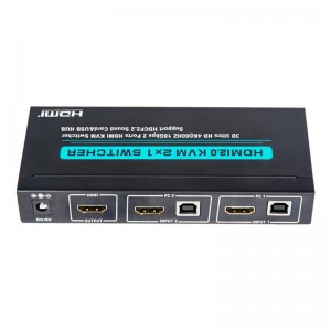 Supporto per switch HDMI KVM 2x1 V2.0 Ultra HD 4Kx2K @ 60Hz HDCP2.2 Scheda audio 18 Gbps e hub USB