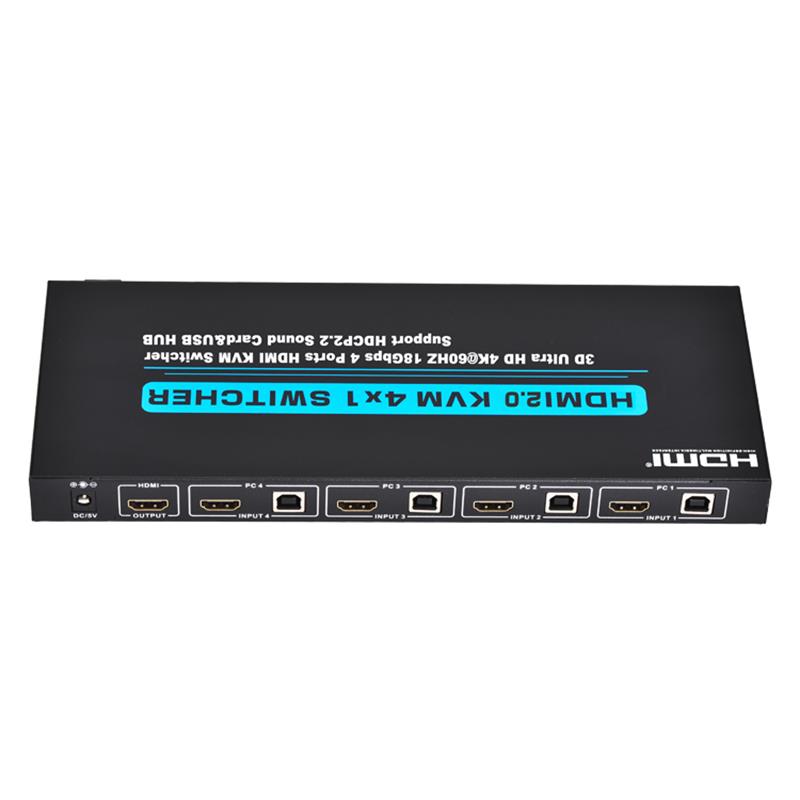V2.0 Supporto per switch HDMI KVM 4x1 Ultra HD 4Kx2K @ 60Hz HDCP2.2 Scheda audio 18 Gbps e hub USB