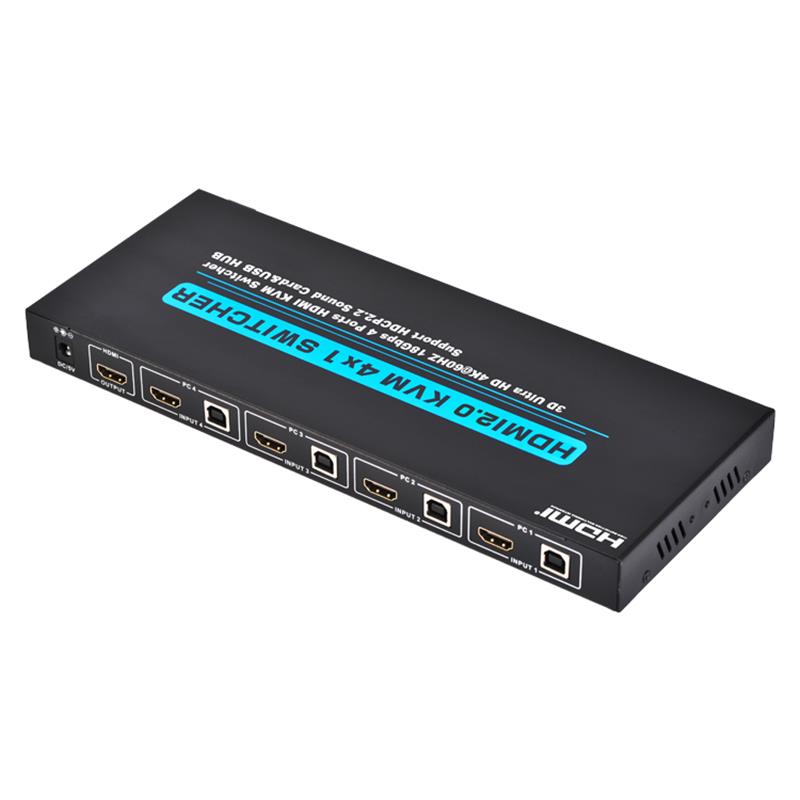 V2.0 Supporto per switch HDMI KVM 4x1 Ultra HD 4Kx2K @ 60Hz HDCP2.2 Scheda audio 18 Gbps e hub USB