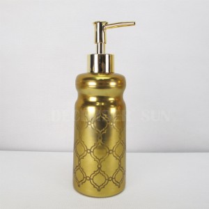 Accessori da bagno rotondi in vetro dorato con motivo a mosaico intagliato a laser