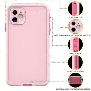 Caso cellulare resistente all'acqua resistente alla custodia di iphone la migliore cassa impermeabile per iphone 11 (rosa) con copertura di colore solido