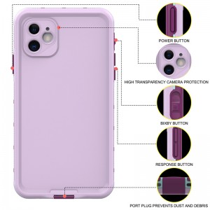 Iphone 11 caso impermeabile all'acqua completamente impermeabile per iPhone 11 caso impermeabilizzazione (porpora) con copertura di fondo del colore solido