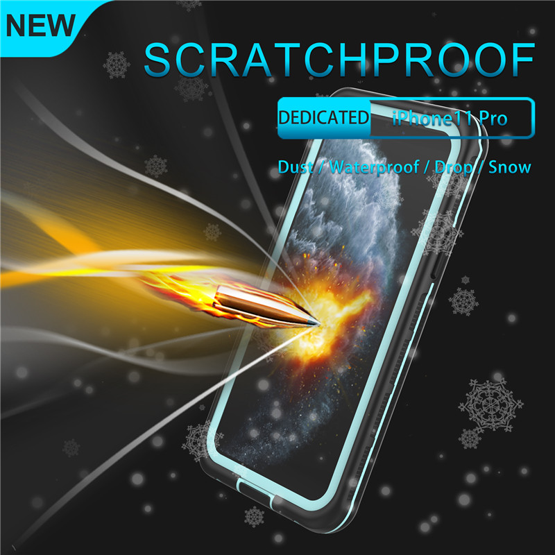 Custodia impermeabile per accessori impermeabili per telefono cellulare per telefono custodia subacquea per iphone 11 pro (blu) con cover posteriore di colore solido