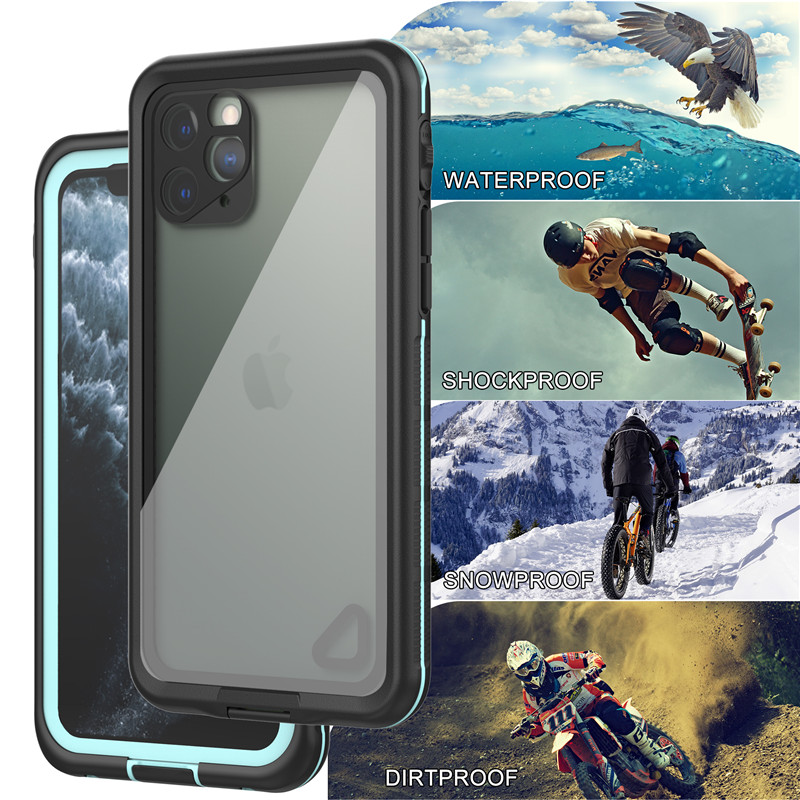 Custodia impermeabile per cellulare 11 iphone pro pro impermeabile a tenuta d'acqua iphone 11 pro (blu) con cover posteriore trasparente