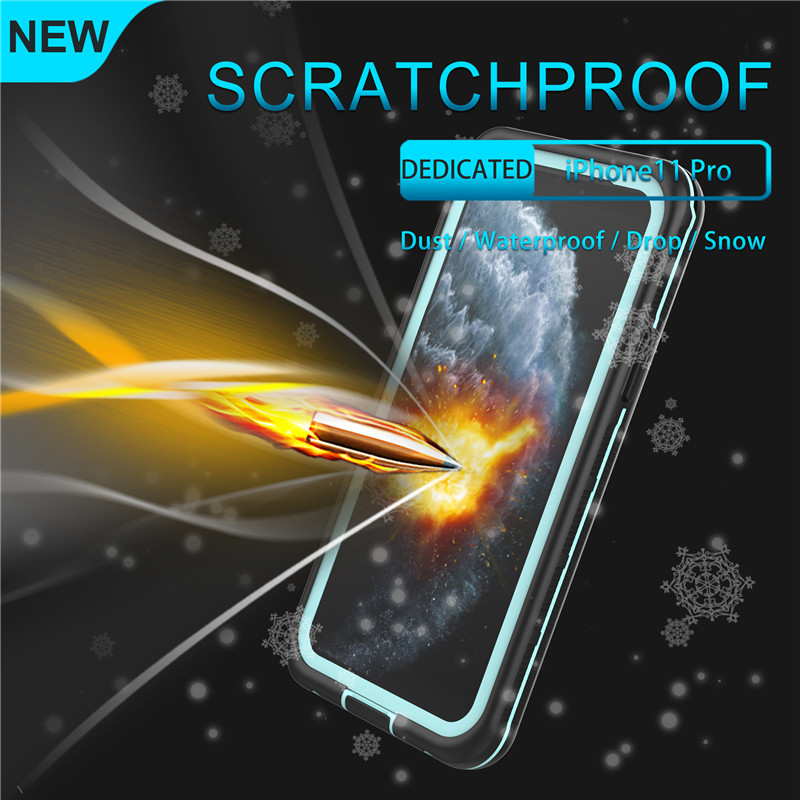 Custodia impermeabile per cellulare 11 iphone pro pro impermeabile a tenuta d'acqua iphone 11 pro (blu) con cover posteriore trasparente