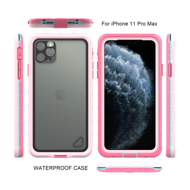 Custodia impermeabile custodia antipolvere iphone 11 pro max custodia drycase impermeabile per cellulare (rosa) con cover posteriore trasparente