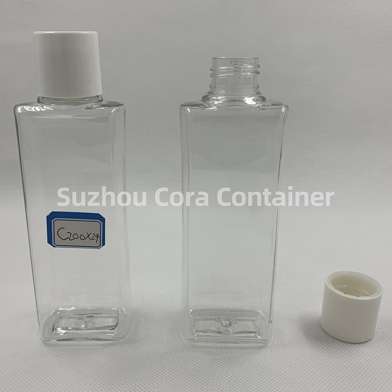 200ml Neck Size 24mm Pet Cosmetic Bottle di plastica con cappello a schermo