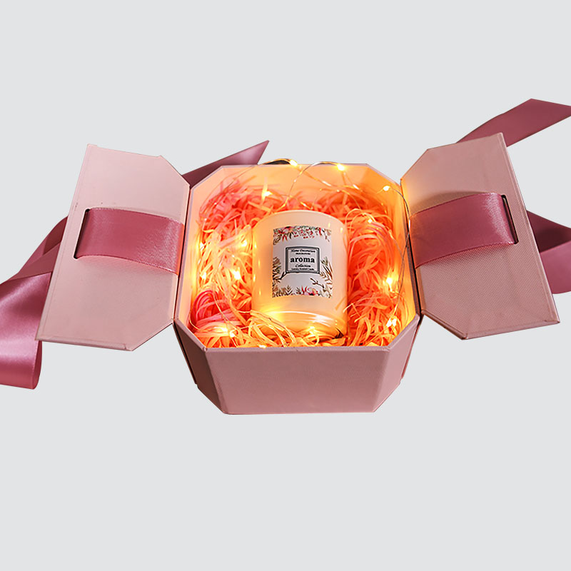 Contenitore di regalo squisito del dolce della tazza della candela della falda a forma di contenitore di regalo dolce rosa di Bowknot