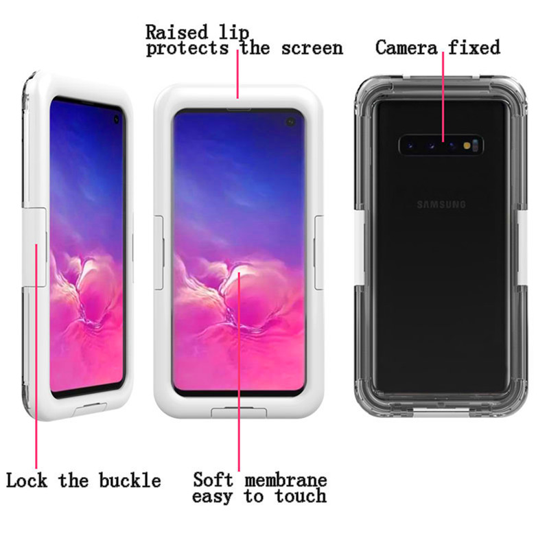 Casse telefoniche con acqua in loro telefono custodia di protezione dell'acqua per Samsung S10 (Bianco)